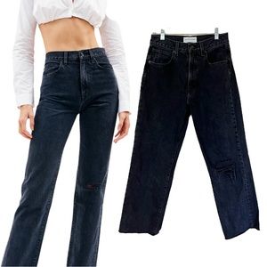 SLVRLAKE London Frayed Leg Raw Hem High Waisted Jeans Size 27 in Long Gone Wash